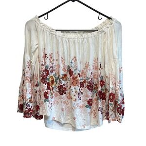 Coco + Jamieson Women's Off The Shoulder Floral Print Bell Sleeve Top Size S